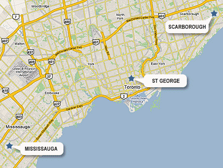 Map of University of Toronto campuses